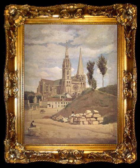 framed  Jean Baptiste Camille  Corot La cathedrale de Chartres (mk11), ta009-2